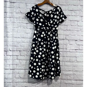 Ports International Blue Polka Dot Fit & Flare Dress Size 10‎ Vintage